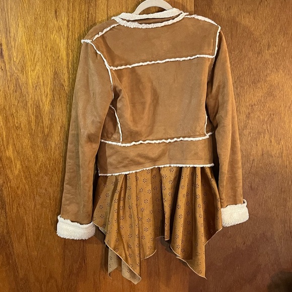 RYU Faux Suede & Shearling Brown Jacket w Eyelet Detail Sz S - Picture 3 of 3